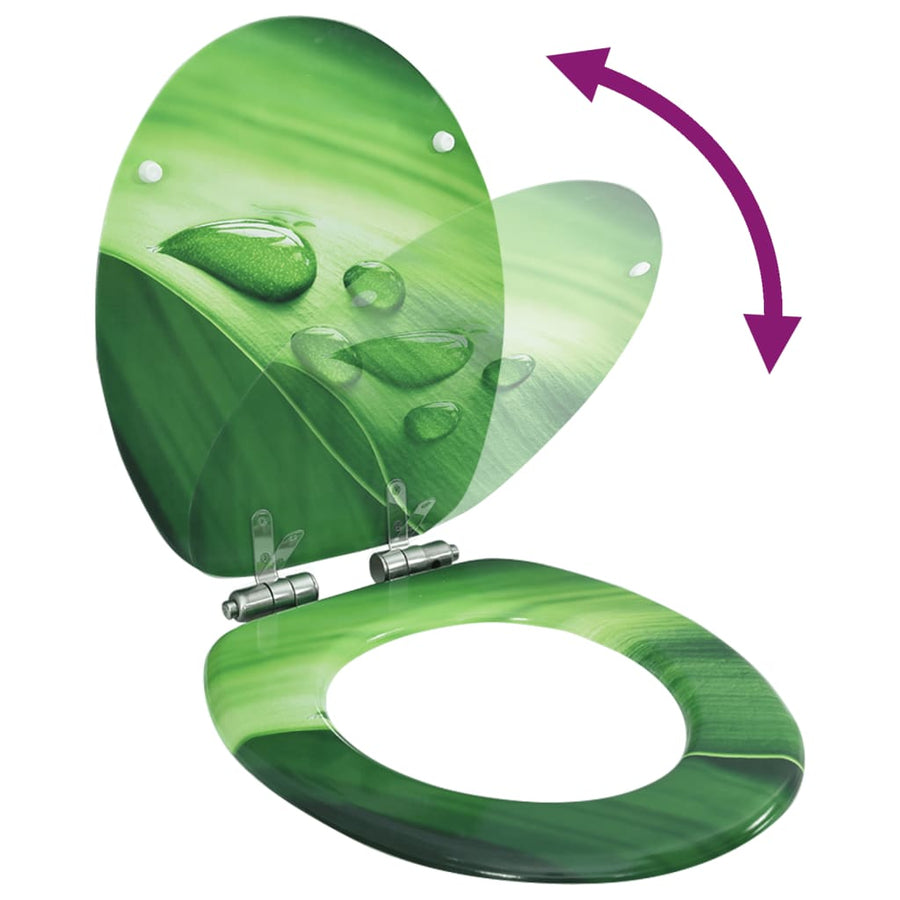 Toiletbril met soft-close deksel waterdruppel MDF groen 1 Groen waterdruppel Ja