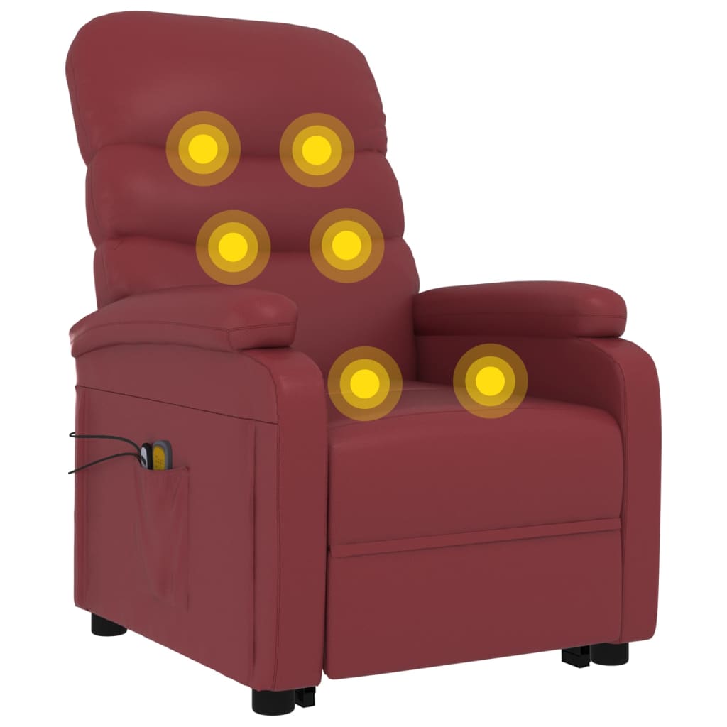 Sta-op-massagestoel kunstleer wijnrood