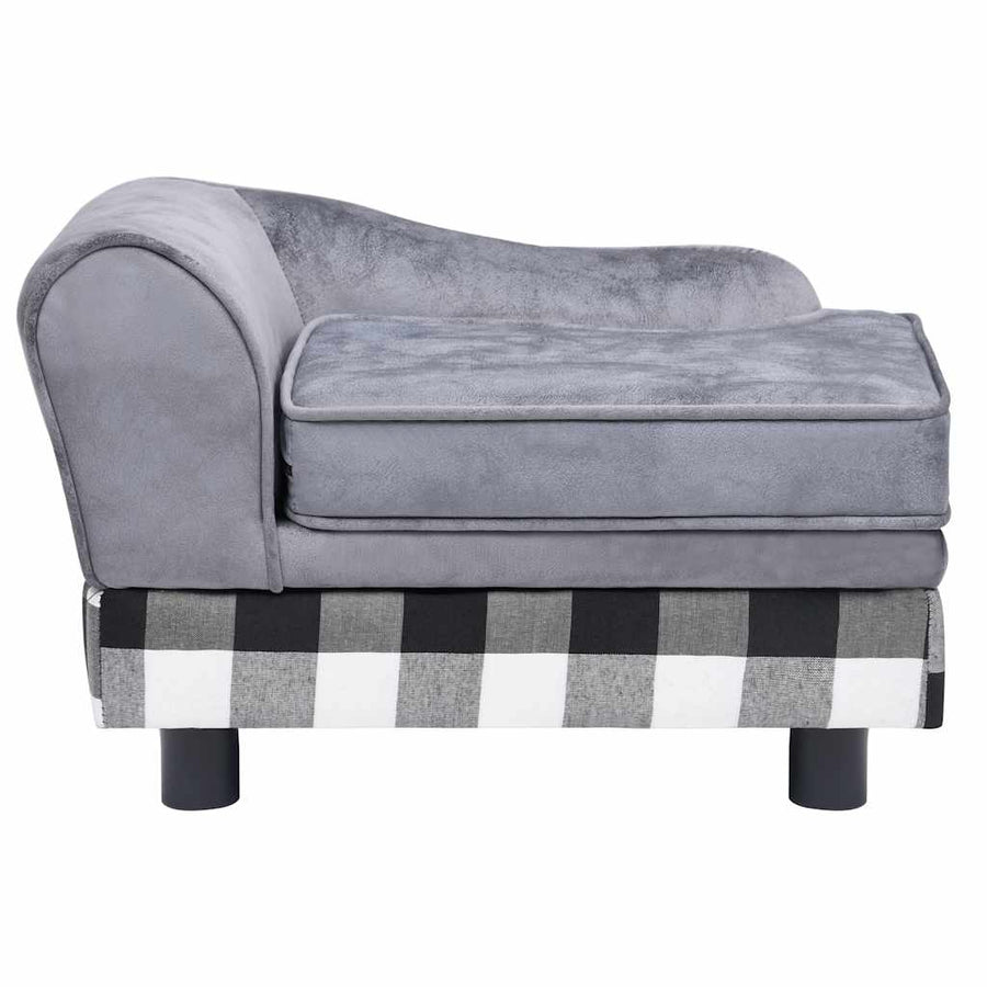 Hondenbank 57x34x36 cm pluche grijs