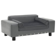 Hondenbank 81x43x31 cm pluche kunstleer grijs