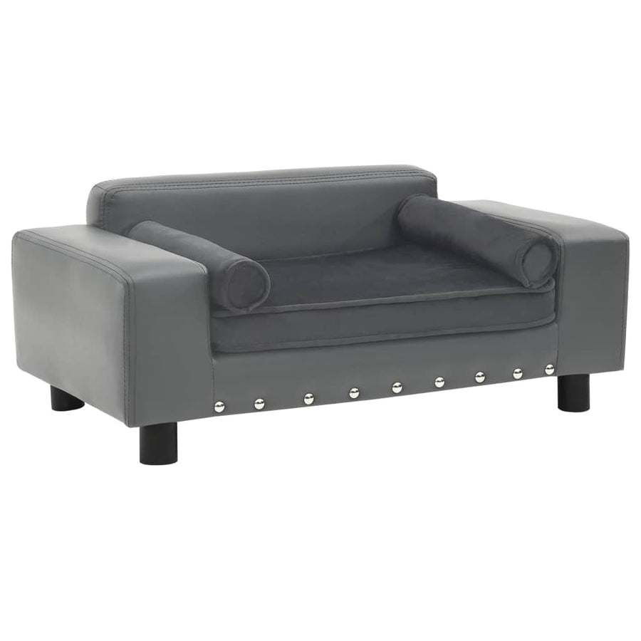 Hondenbank 81X43X31 Cm Pluche En Kunstleer Grijs