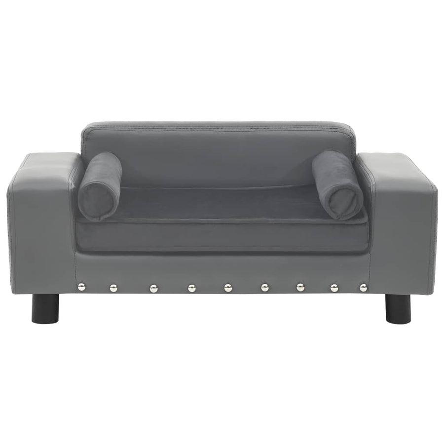 Hondenbank 81X43X31 Cm Pluche En Kunstleer Grijs