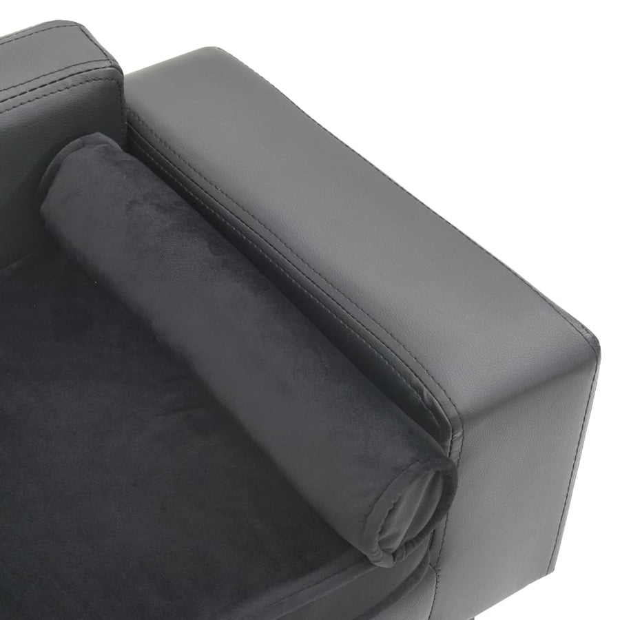 Hondenbank 81X43X31 Cm Pluche En Kunstleer Grijs