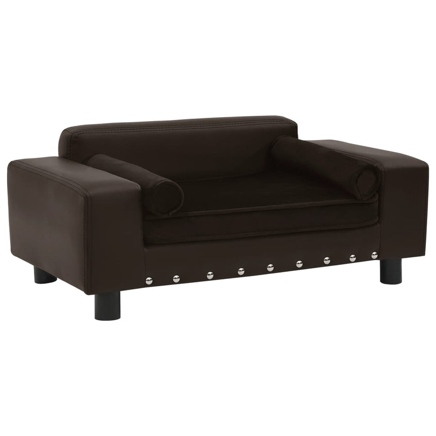 Hondenbank 81x43x31 cm pluche en kunstleer bruin Bruin