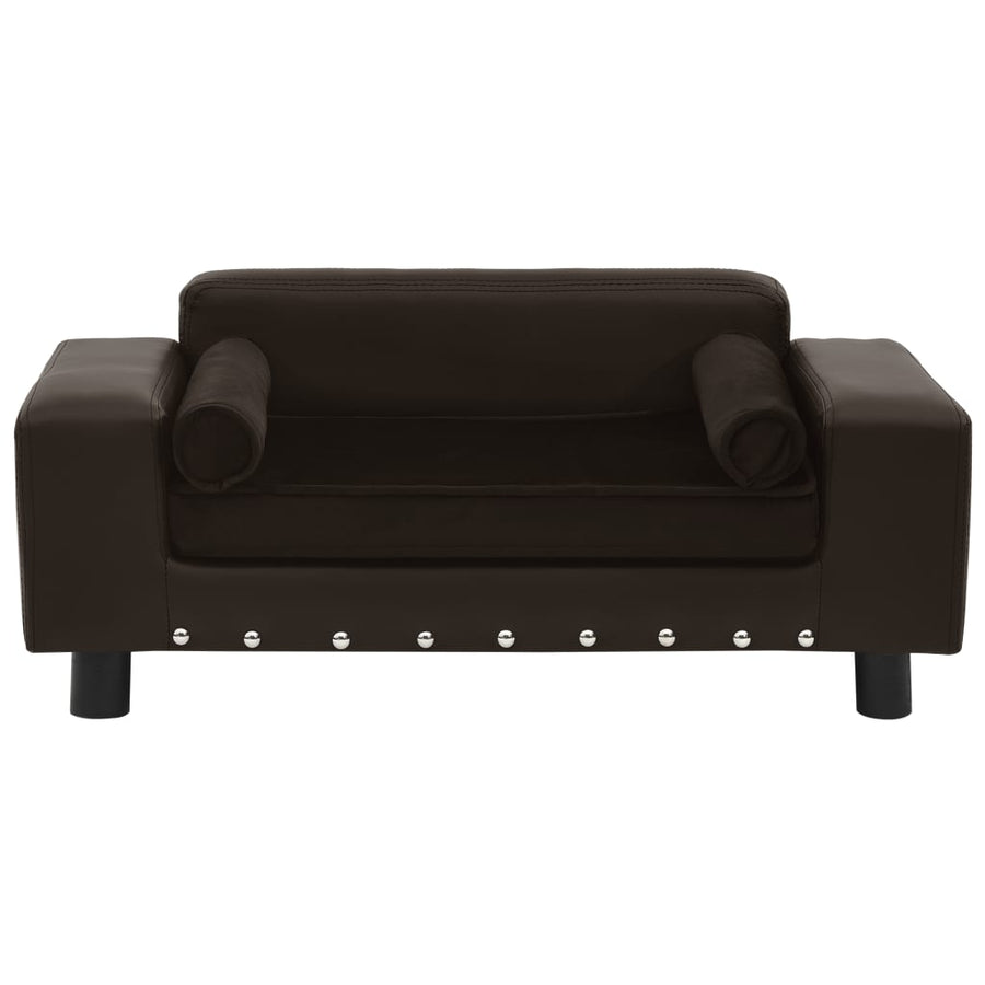 Hondenbank 81x43x31 cm pluche en kunstleer bruin Bruin