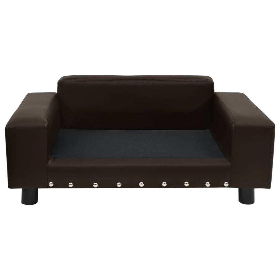 Hondenbank 81x43x31 cm pluche en kunstleer bruin Bruin