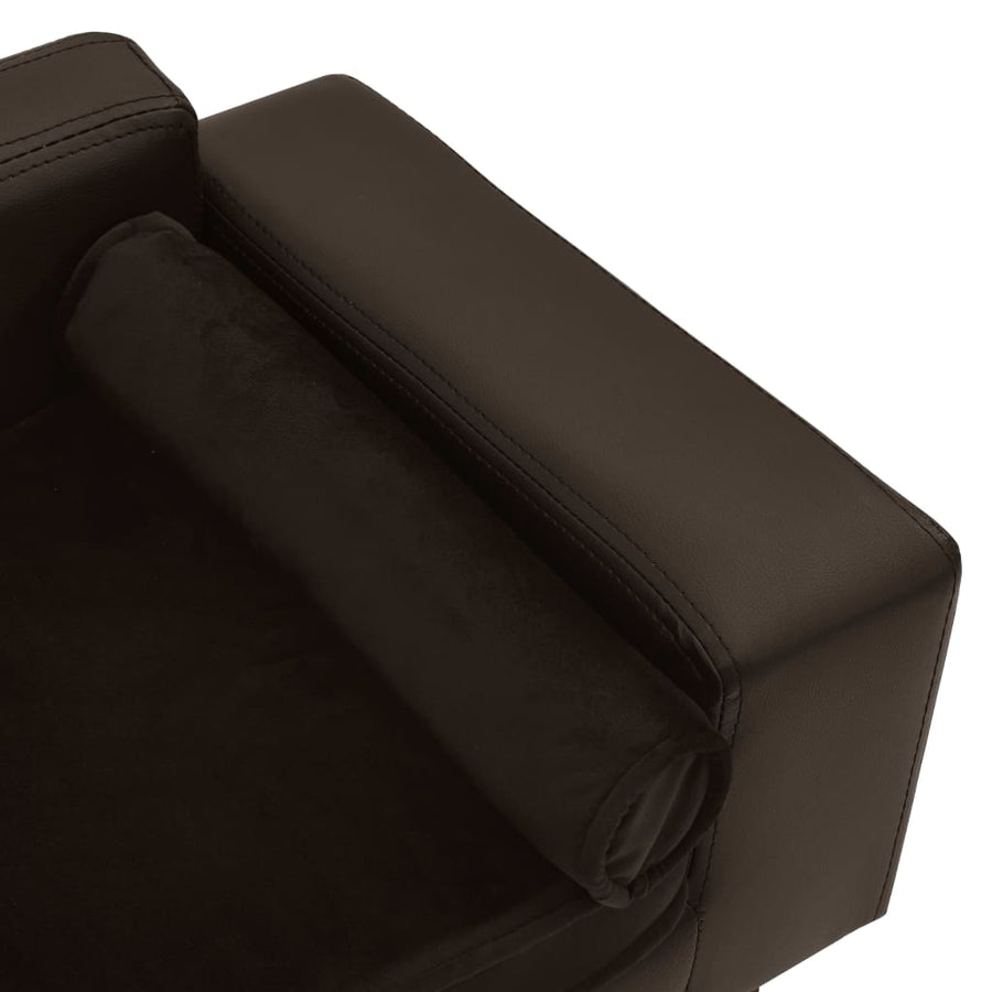 Hondenbank 81x43x31 cm pluche en kunstleer bruin Bruin