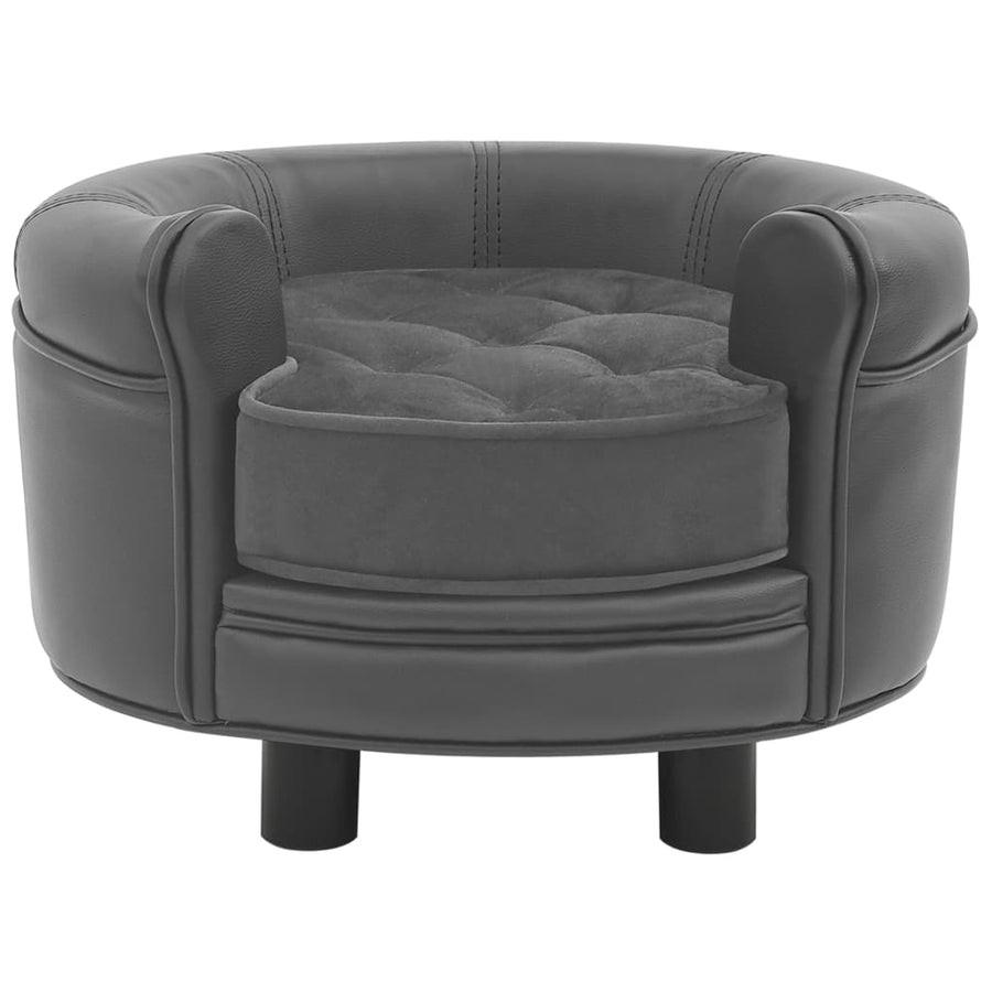 Hondenbank 48X48X32 Cm Pluche En Kunstleer Grijs