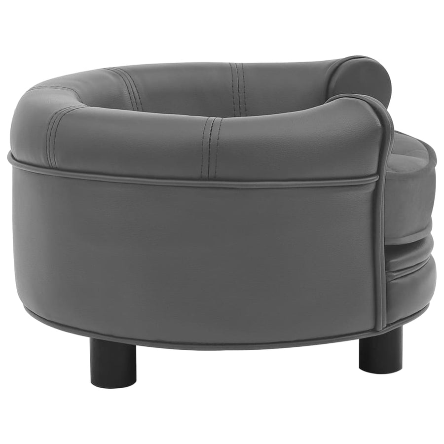 Hondenbank 48X48X32 Cm Pluche En Kunstleer Grijs