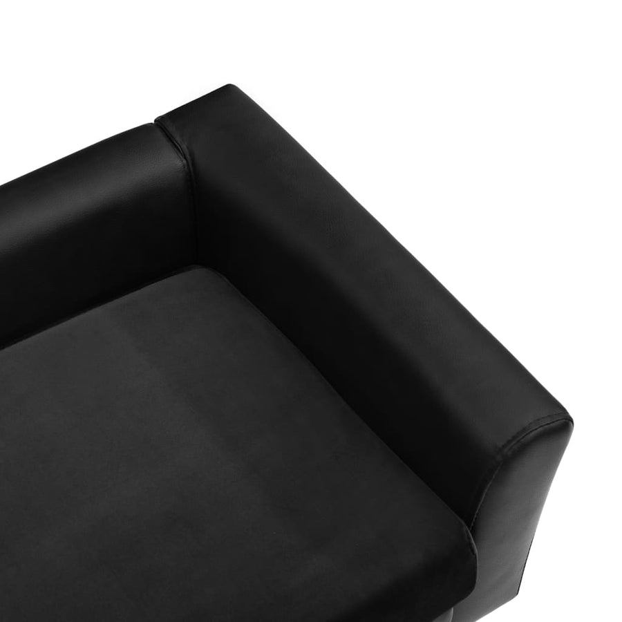 Hondenbank 60X43X30 Cm Pluche En Kunstleer Zwart