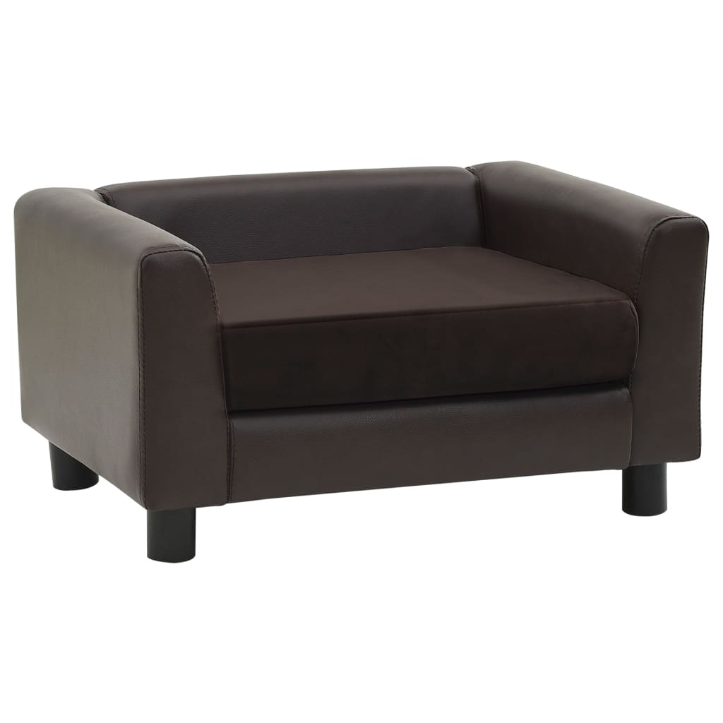 Hondenbank 60X43X30 Cm Pluche En Kunstleer Bruin