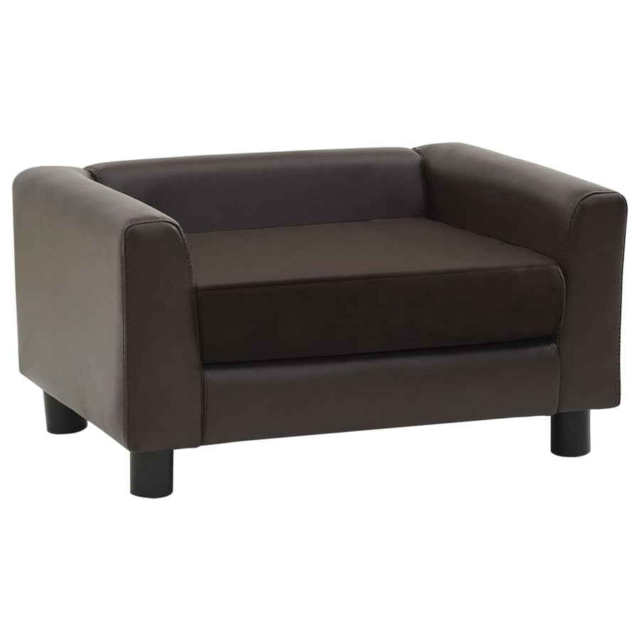 Hondenbank 60X43X30 Cm Pluche En Kunstleer Bruin