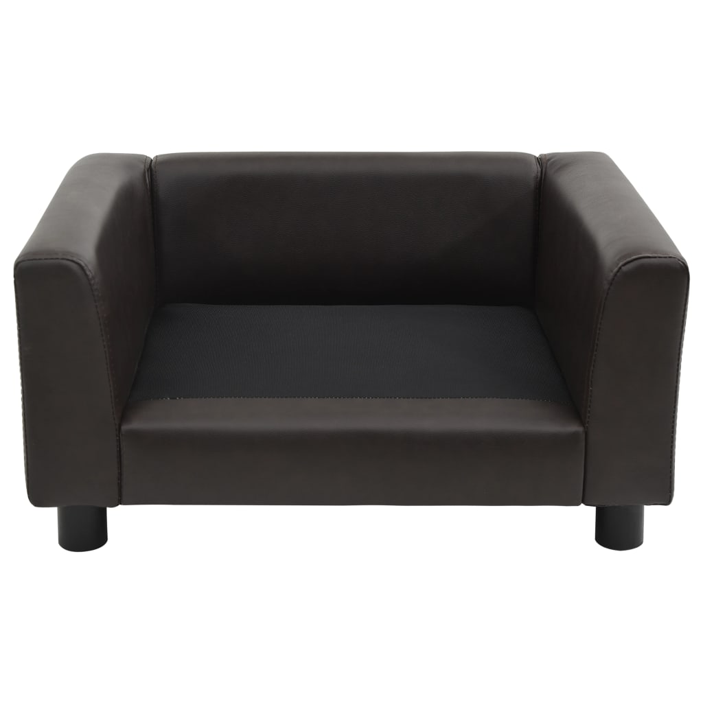 Hondenbank 60X43X30 Cm Pluche En Kunstleer Bruin
