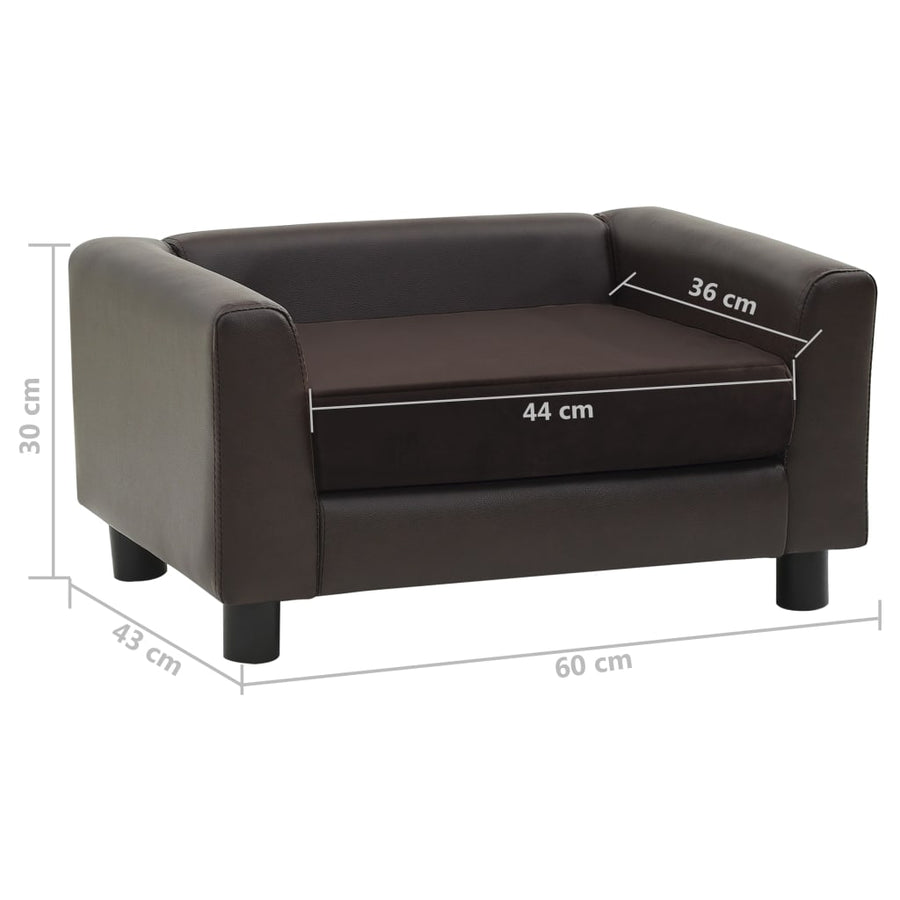 Hondenbank 60X43X30 Cm Pluche En Kunstleer Bruin