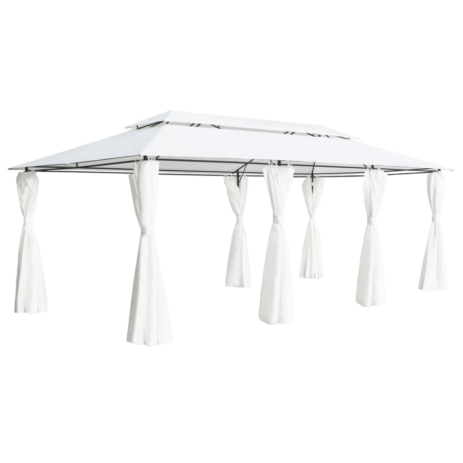 Prieel Met Gordijnen 180G/M² 600X298X270 Cm Wit