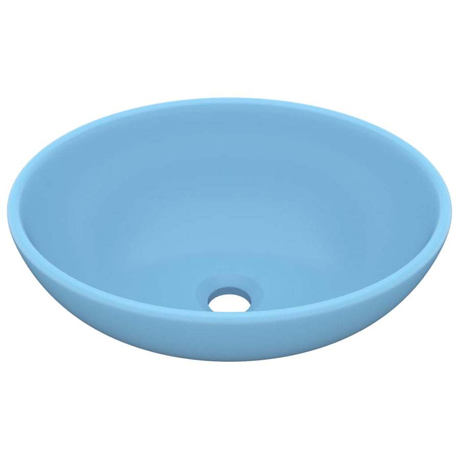 Wastafel Ovaal 40X33 Cm Keramiek Mat Lichtblauw matte light blue