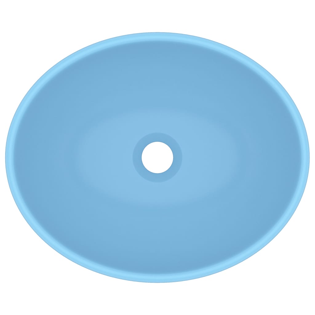 Wastafel Ovaal 40X33 Cm Keramiek Mat Lichtblauw matte light blue