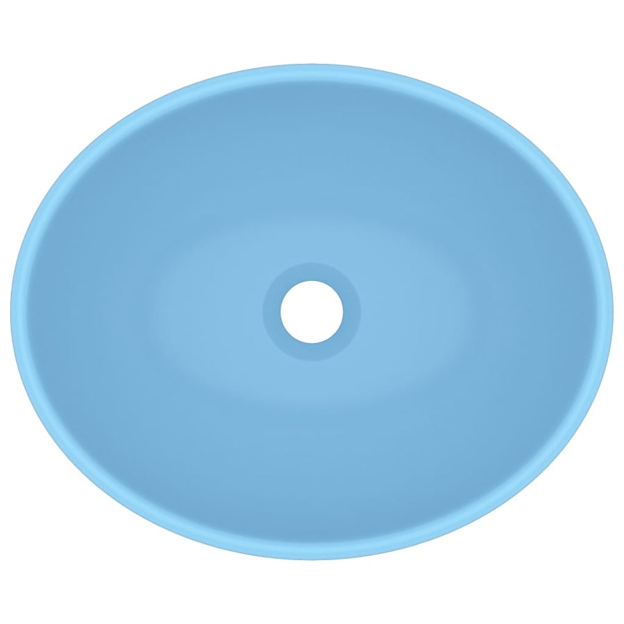 Wastafel Ovaal 40X33 Cm Keramiek Mat Lichtblauw matte light blue