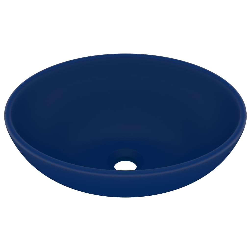 Wastafel Ovaal 40X33 Cm Keramiek Mat Donkerblauw matte dark blue