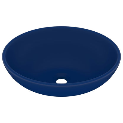 Wastafel Ovaal 40X33 Cm Keramiek Mat Donkerblauw matte dark blue