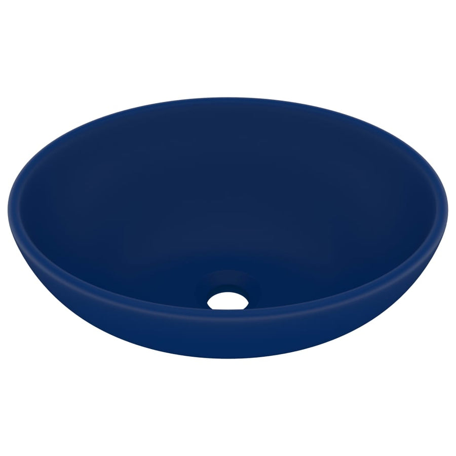Wastafel Ovaal 40X33 Cm Keramiek Mat Donkerblauw matte dark blue