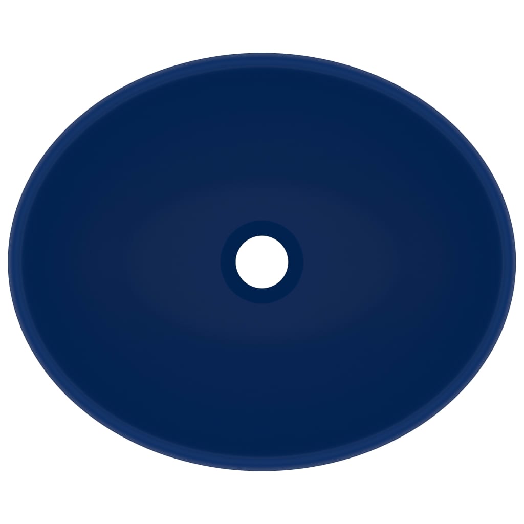 Wastafel Ovaal 40X33 Cm Keramiek Mat Donkerblauw matte dark blue