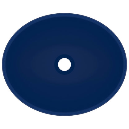 Wastafel Ovaal 40X33 Cm Keramiek Mat Donkerblauw matte dark blue