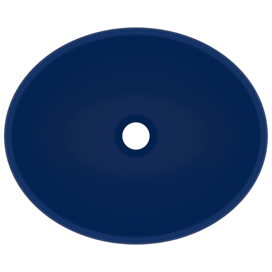 Wastafel Ovaal 40X33 Cm Keramiek Mat Donkerblauw matte dark blue