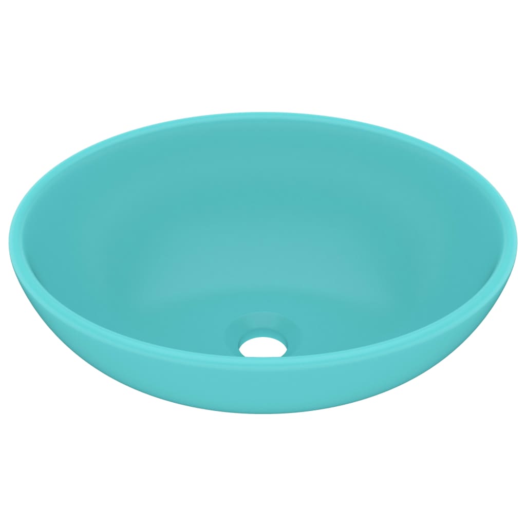 Wastafel Ovaal 40X33 Cm Keramiek Mat Lichtgroen matte light green