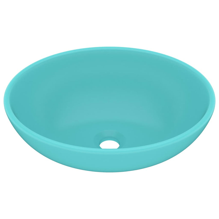 Wastafel Ovaal 40X33 Cm Keramiek Mat Lichtgroen matte light green