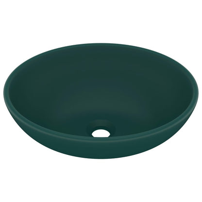 Wastafel Ovaal 40X33 Cm Keramiek Mat Donkergroen matte dark green