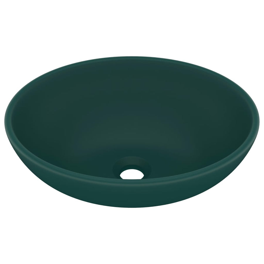 Wastafel Ovaal 40X33 Cm Keramiek Mat Donkergroen matte dark green