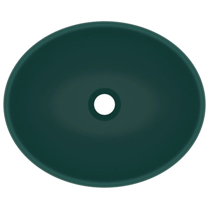 Wastafel Ovaal 40X33 Cm Keramiek Mat Donkergroen matte dark green