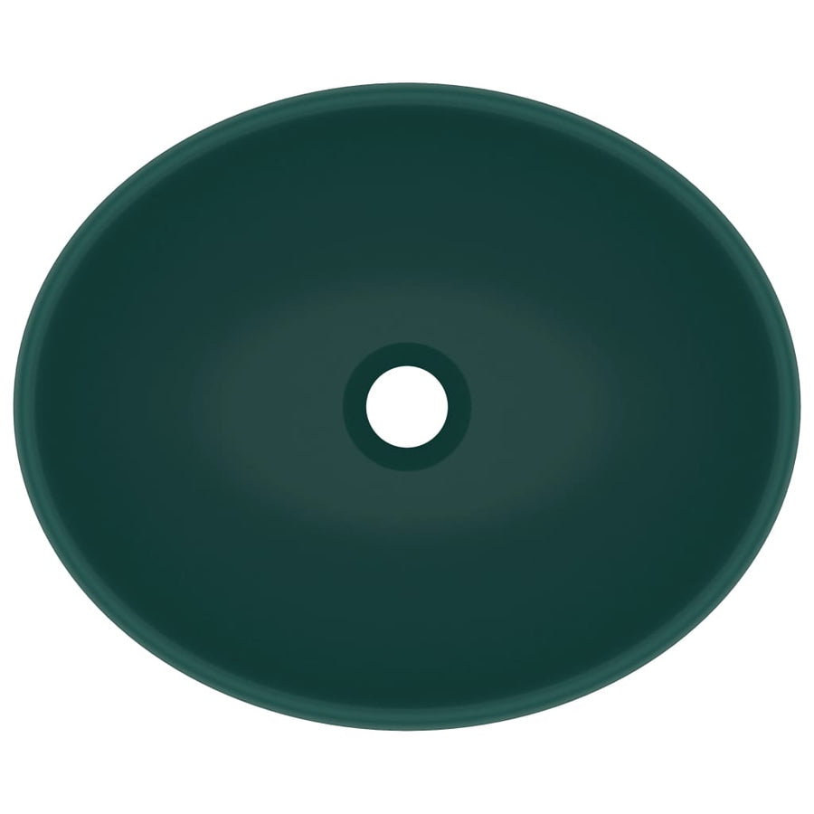 Wastafel Ovaal 40X33 Cm Keramiek Mat Donkergroen matte dark green