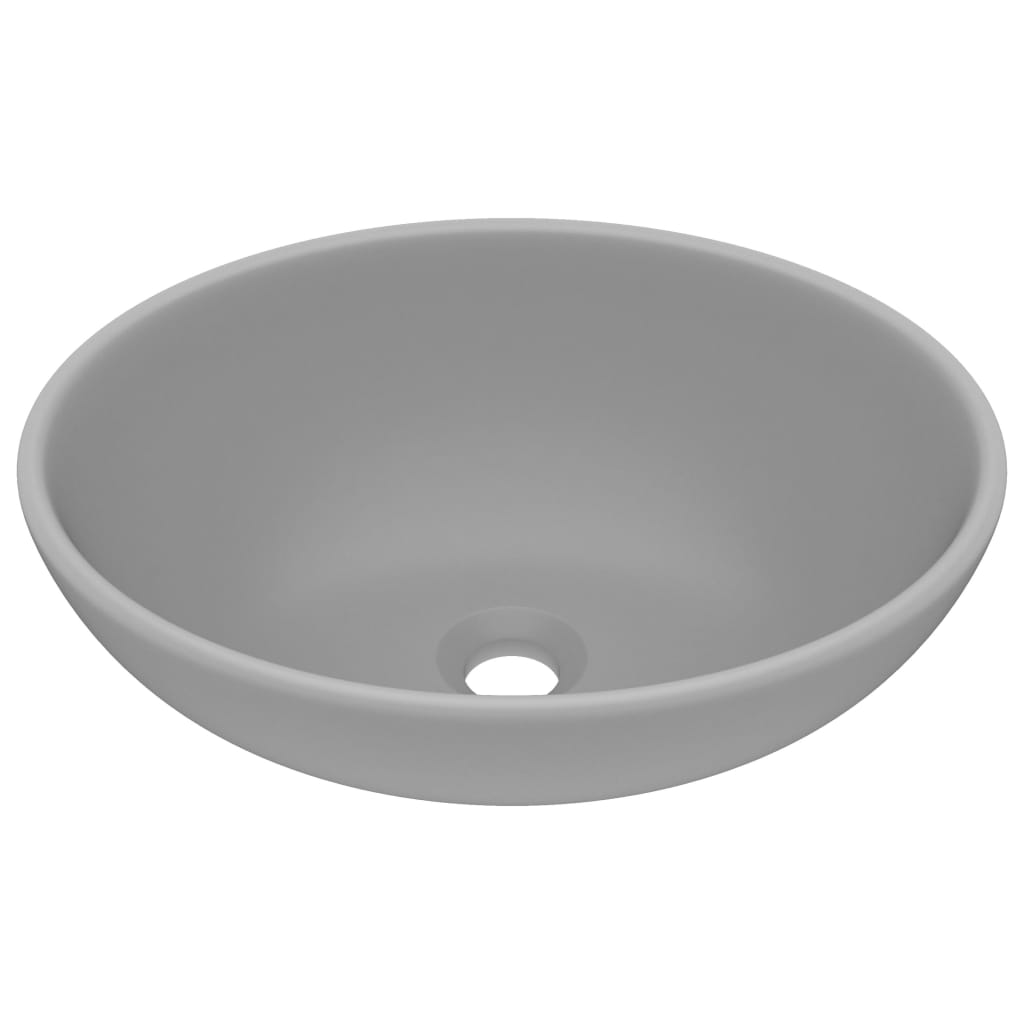 Wastafel Ovaal 40X33 Cm Keramiek Mat Lichtgrijs matte light grey