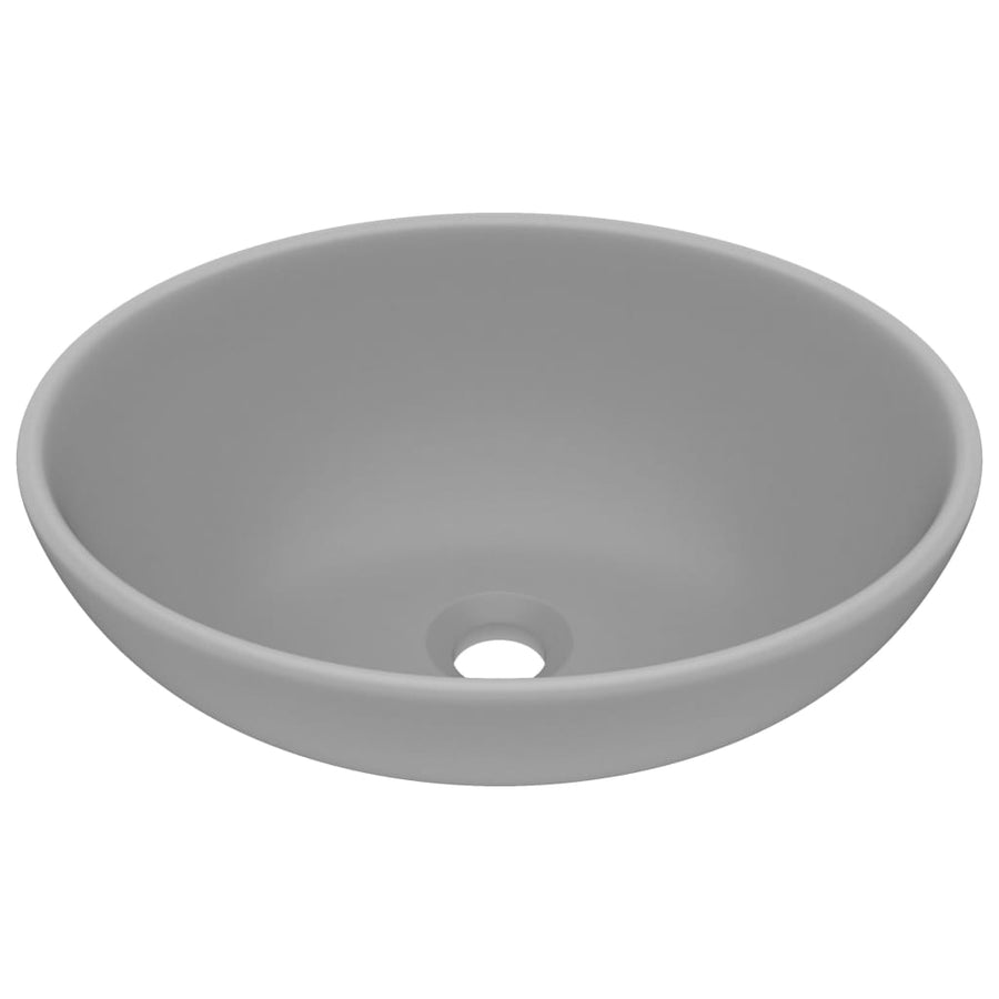 Wastafel Ovaal 40X33 Cm Keramiek Mat Lichtgrijs matte light grey