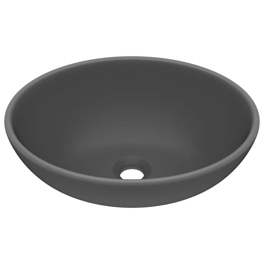 Wastafel Ovaal 40X33 Cm Keramiek Mat Donkergrijs matte dark grey