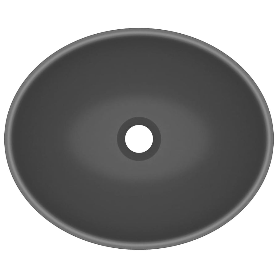 Wastafel Ovaal 40X33 Cm Keramiek Mat Donkergrijs matte dark grey