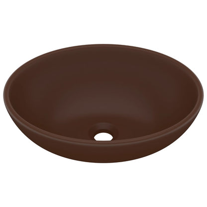 Wastafel Ovaal 40X33 Cm Keramiek Mat Donkerbruin matte dark brown