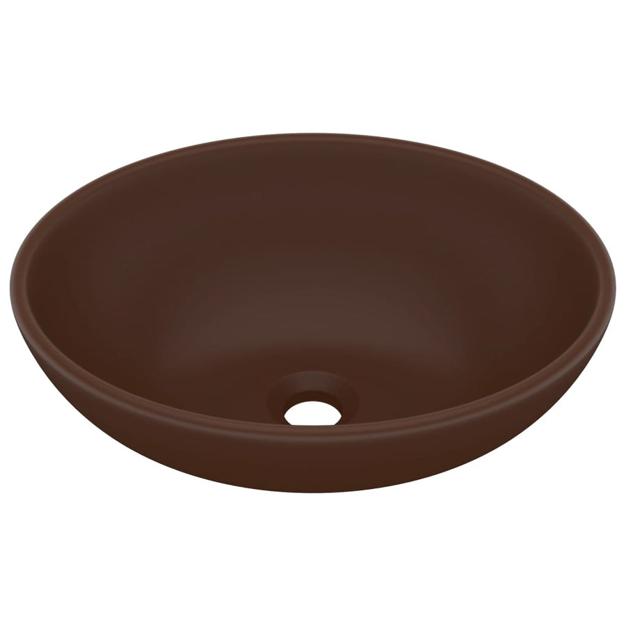 Wastafel Ovaal 40X33 Cm Keramiek Mat Donkerbruin matte dark brown
