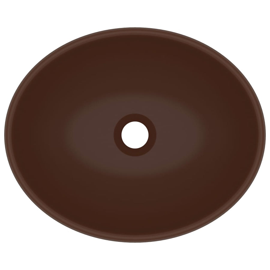 Wastafel Ovaal 40X33 Cm Keramiek Mat Donkerbruin matte dark brown