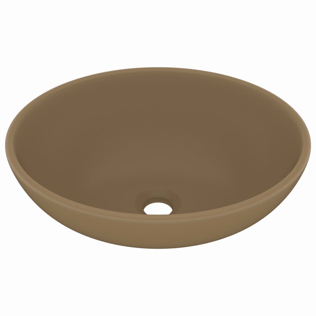 Wastafel Ovaal 40X33 Cm Keramiek Matcrème matecrèmekleurig