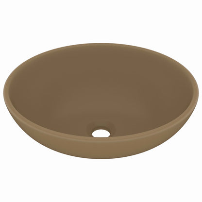 Wastafel Ovaal 40X33 Cm Keramiek Matcrème matecrèmekleurig