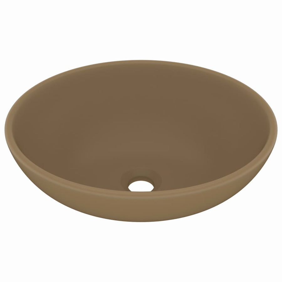 Wastafel Ovaal 40X33 Cm Keramiek Matcrème matecrèmekleurig