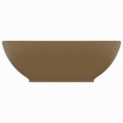 Wastafel Ovaal 40X33 Cm Keramiek Matcrème matecrèmekleurig