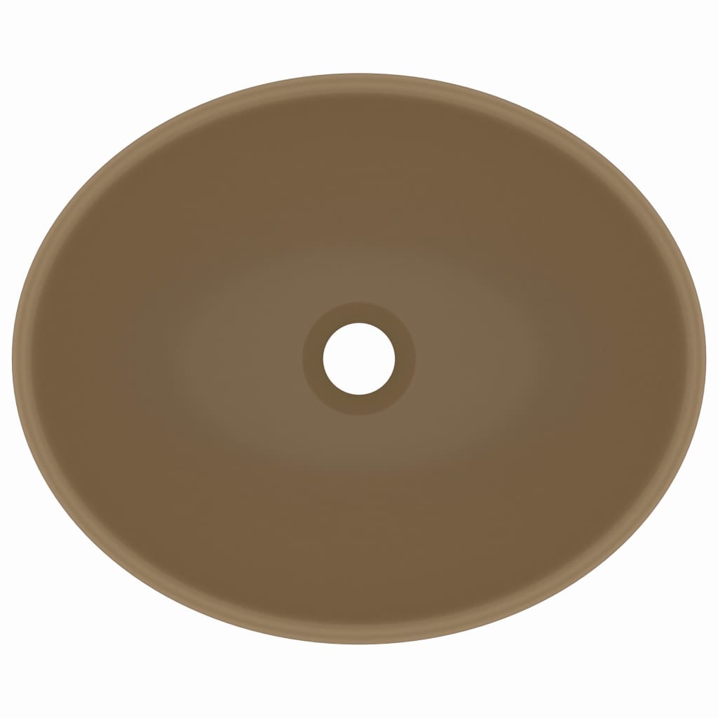 Wastafel Ovaal 40X33 Cm Keramiek Matcrème matecrèmekleurig