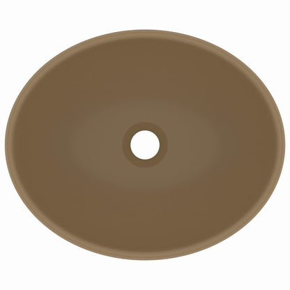 Wastafel Ovaal 40X33 Cm Keramiek Matcrème matecrèmekleurig
