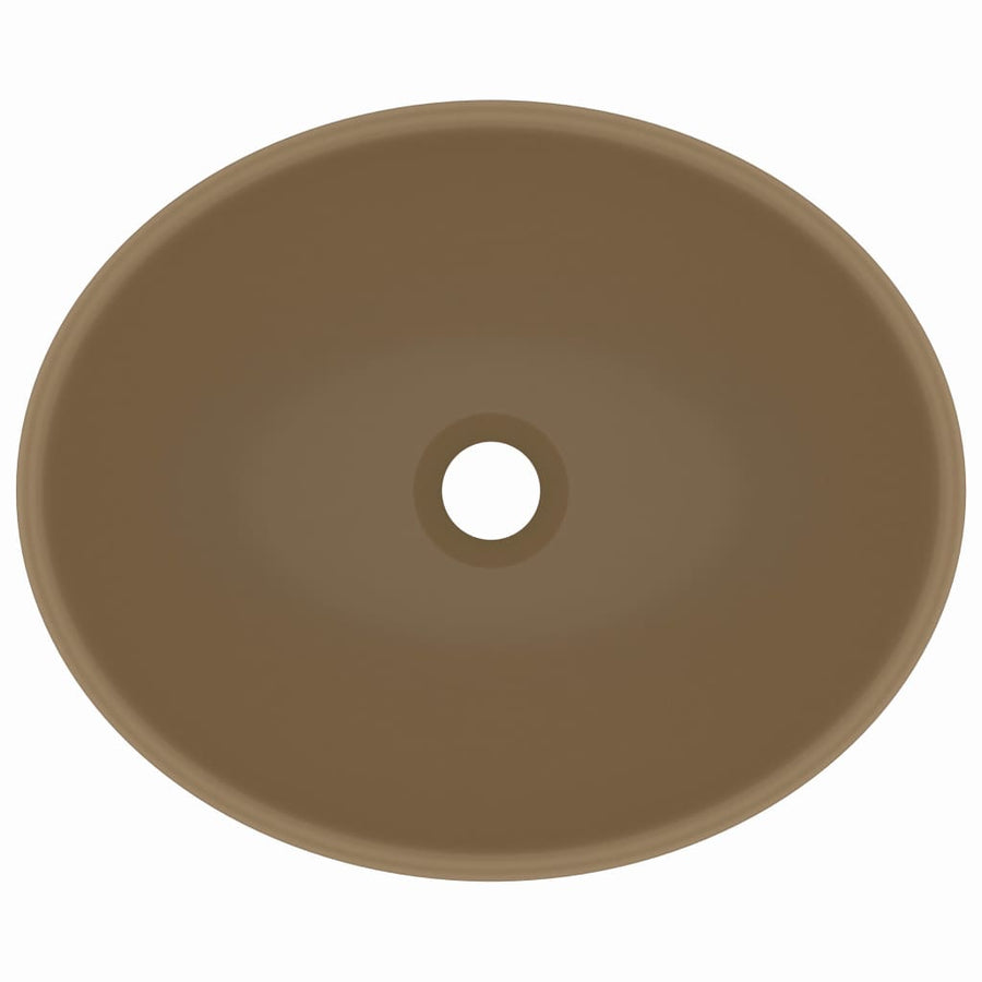 Wastafel Ovaal 40X33 Cm Keramiek Matcrème matecrèmekleurig