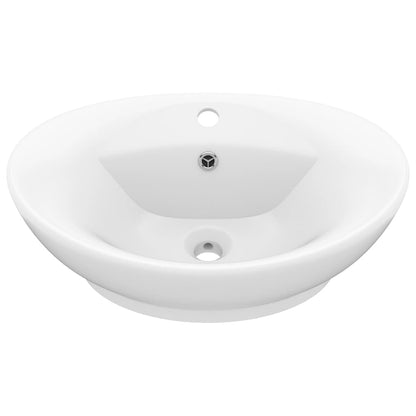 Wastafel Met Overloop Ovaal 58,5X39 Cm Keramiek Matwit matte white