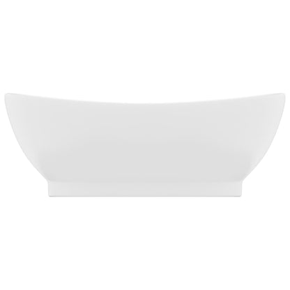 Wastafel Met Overloop Ovaal 58,5X39 Cm Keramiek Matwit matte white